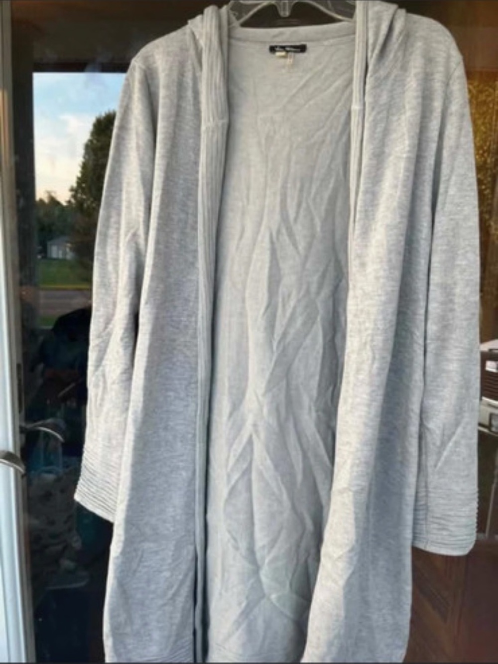 Milano Light Gray Open-Front Hooded Cardigan